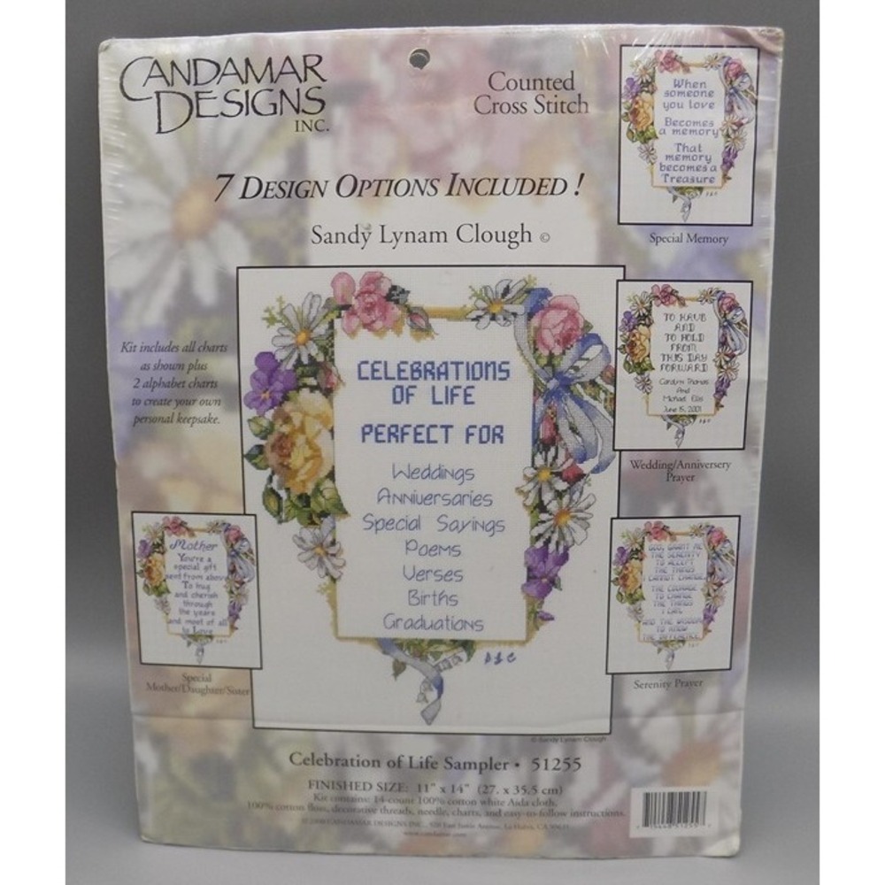 New Candamar Designs Cross Stitch Celebrations Of Life Counted 7 Options Unused
